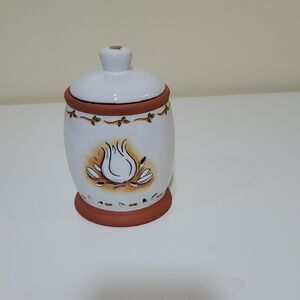 Garlic Jar With Lid White Ceramic MSC
